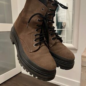 Brown Lace-Up Boots